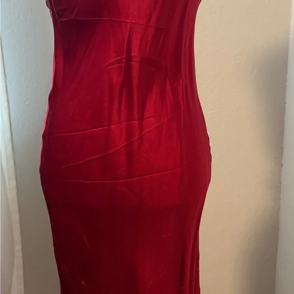 Elegant dark red silk dress - Picture 4 of 4